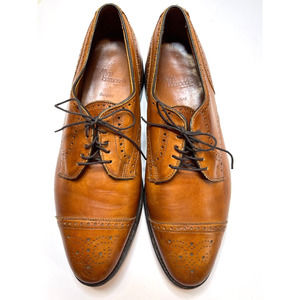 ALLEN EDMONDS Sanford Tan Cap-Toe Derby Dress Shoe Size 12 D shoe trees …